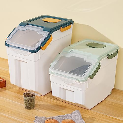 Large Flour Storage Container Bin 25lb, 4Pack Airtight Rice Storage Containers with Wheels Seal Locking Lid, BPA Free with Measuring Cup&Scoop for Flour, Rice, Grain(Blue) - color: Blue 4Pack 25Lb