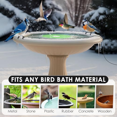 Dreyoo 60W Bird Bath Heater, Submersible De Icer for Outdoor Winter Use, Thermostatic Control, IP65 Waterproof, Chicken Water Heater for Birds, Poultry, Livestock, Wildlife Drinking (2 Pack)