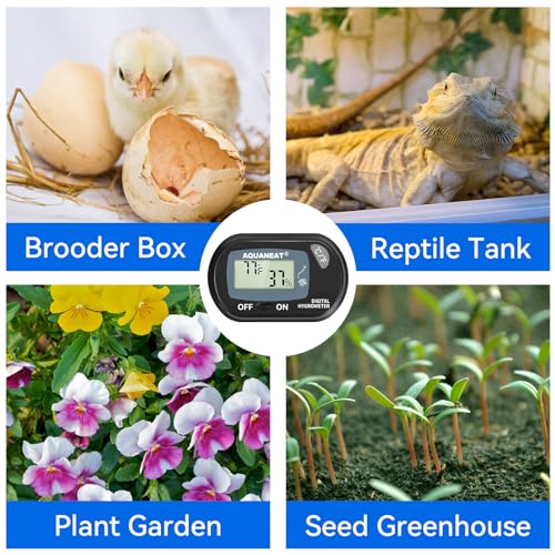AQUANEAT Reptile Thermometer Hygrometer Digital Display Temperature and Humidity Moniter for Reptiles Rearing Box with Suction Cup - size: 1 Pack