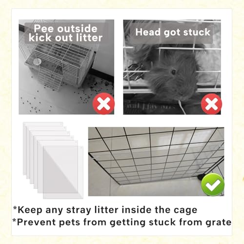 KEYIDE 6Pcs Plastic Pet Cage Liner 12” x 10” Clear Bunny Cage Urine Guard Guinea Pig Side Lining Sheet Rabbit Habitat Siding Ferret Scatter Guard Cage Accessories Simple but Essential