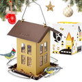 iBorn Bird Feeder House, Metal Bird Feeders for Outdoors Hanging,Double-Sided Metal Hanger & Weatherproof, Easy to Clean & Refill, 2.2 Lbs Capacity, Muted Yellow - color: Muted Yellow