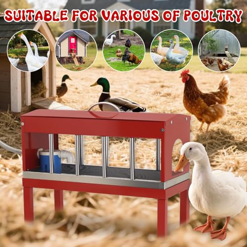 Automatic Chicken Waterer Stainless Steel with Hose Large Poultry Dispenser | Float Valve&Detachable Legs,Fits 3/4" GHT, No Mess 10 Drinking Holes, Rust-Proof, For Chickens, Ducks,Geese & Turkeys