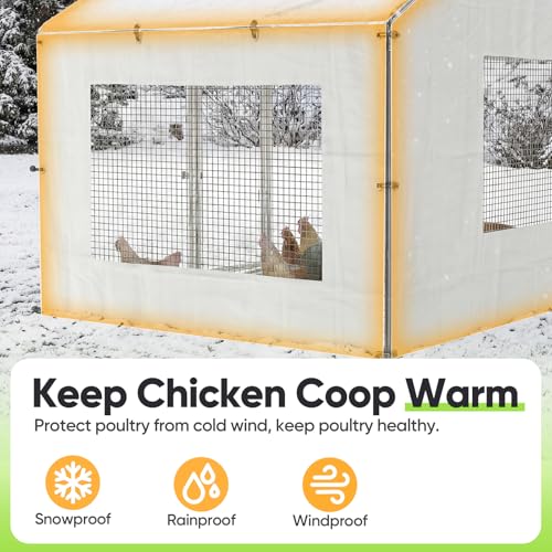 Quictent 6.6x4 FT Chicken Coop Cover Heavy Duty Winter Wrap with Window, Waterproof Chicken Run Tarp, Windproof Insulation Shield, 20 Ball Bungees (Side Panels, 2 Packs)