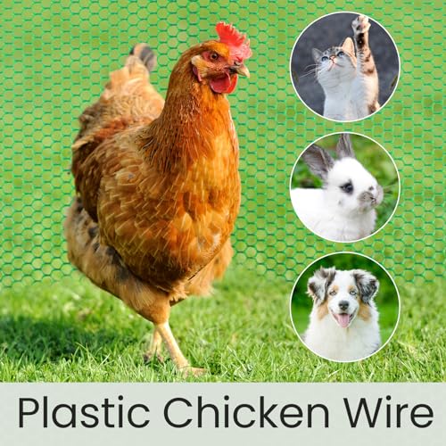 6 Rolls Plastic Chicken Wire Fencing Mesh 120 x 15.7 Inch Each Plastic Mesh Fence with Zip Ties Hexagonal Poultry Netting Garden Fencing Cat and Bird Netting (Green) - color: Green