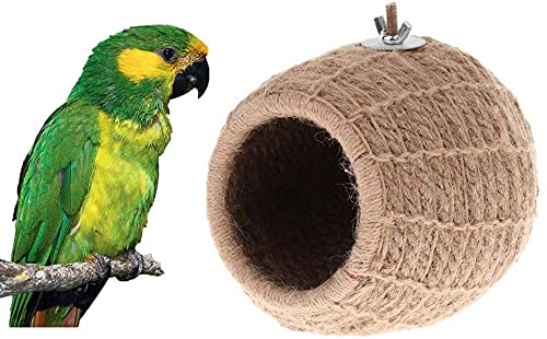 Litewoo Bird Breeding Nest Warm Rope Bed House for Small Medium Bird Parrot Parakeet Conure Cockatiel Canary Finch Lovebird Budgie (D: Hemp Rope) | Natural hemp rope, warm cozy sleeping space, encourage natural breeding behavior, for small medium bird/lov
