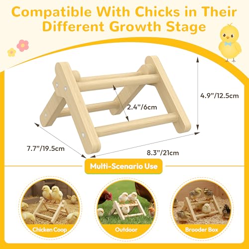 INNOALND Chick Perch Foldable, Chick Toys Stable & No Assemble | Baby Chick Toys for Stand Training, 8.27" × 7.68" × 4.92" Roosting Perch for Chicks Brooder | Coop (S) - size: 8.27" × 7.68" × 4.92"