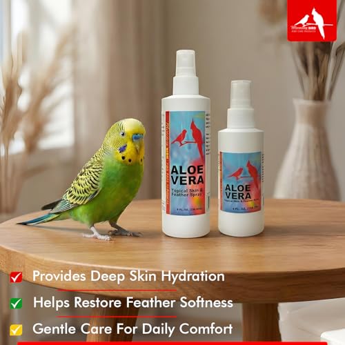 Aloe Vera Spray 8 Fl Oz - Natural Skin & Feather Care Spray | Soothes Dry Skin & Supports Healthy Feathers – Easy to Use Bottle for Gentle Hydration for All Birds - size: 8 Fl Oz (Pack of 1)