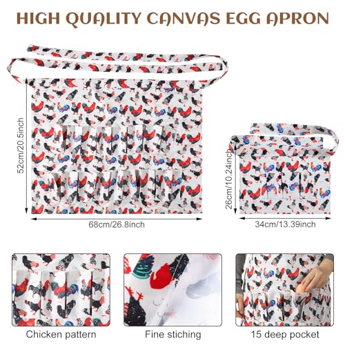 3 Pcs Egg Collecting Apron and Gathering Basket Adult 12 Pockets and Child 3 Pockets for Chicken Goose Eggs - style: Cute