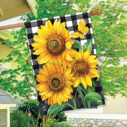 Briarwood Lane Checkered Sunflowers Summer House Flag - color: Checked Sunflowers