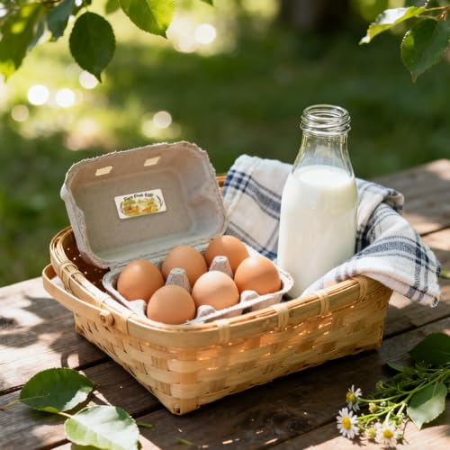 160 Pcs Farm Fresh Eggs Carton Labels, 4 x 2 in Rectangular Retro Font Chicken Unwashed Eggs Labels Self-Adhesive Egg Packaging Stickers for Chicken Egg Box Container Farm Supplies