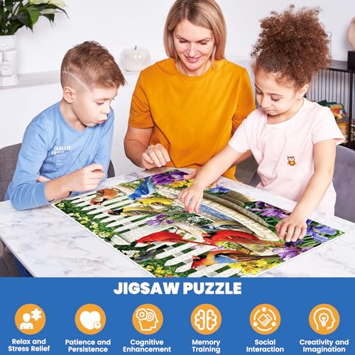500 Pieces Puzzle for Adults,Birds Bath Flower Fence Puzzle,Recycled Cardboard Animals Jigsaw Puzzle 500 Pieces,Challenging Game Home Decor Birthday Party Gift Toy for Adults Seniors 20.5 * 15 in - color: Bath Birds