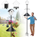 95 Inch Bird Feeder Pole with Squirrel Baffle - Adjustable Height Bird House Feeding Station Stand with Heavy Duty 5-Prong Anchor Shepherds Hook Hanger for Outdoor Garden Birds Watching