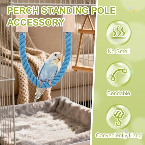 Bird Rope Perch Swing, Stand Rope Perch Standing Pole Accessory Climbing Swing Paw Grinding 15 Inch, (Purple) Intended for Parrot/Parakeet/Budgies/Cockatiels/Lovebirds - color: Purple, size: 15 Inch