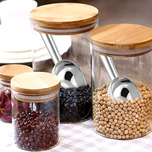Herogo 3oz Mini ice Scoop Set of 2, Small Stainless Steel Scooper for Candy/Flour/Bean/Pet Food/ Ice Cube, Metal Utility Scoops for Kitchen Bar Party Wedding, Dishwasher Safe & Heavy Duty - color: Silver