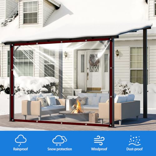 Clear Tarps Heavy Duty Waterproof 5x6ft Plastic tarps for Chicken Coop | With grommets，Transparent，Anti-Tear，Porch cover - size: 5x6ft