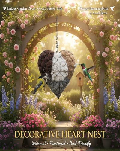Handmade Natural Fiber Bird Nesting Heart, Eco-Friendly Soft Nesting Material, Refillable Birds Nests Material Holder, Hummingbird Nest Boxes for Outside, Nester Houses Design for Wild Birds (1)