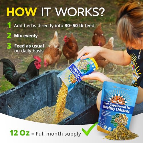 Buff Clucks Herbs Supplement for Chicken Food Natural Poultry Feed, 12 oz | Healthy Chick Snacks for Daily Wellness Feather Quality Egg Production Plant Based Chicken Herbs for Feed Treats for Chickens - size: 12 Ounce (Pack of 1)