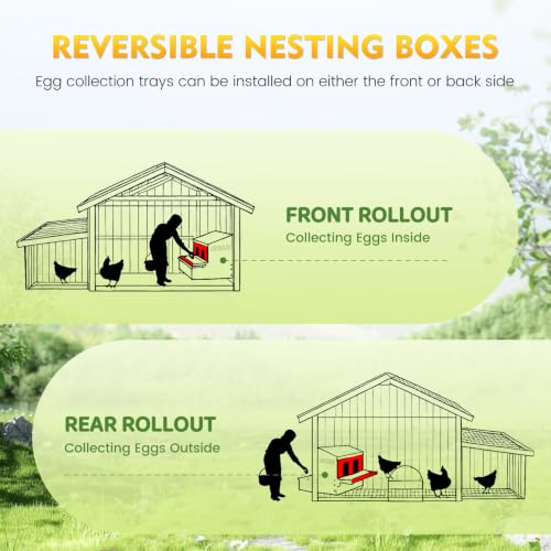 Redants Chicken Nesting Box, Metal Roll Away Nesting Boxes Chicken | Reversible Wall Mountable Chicken Laying Boxes, 36"×19.5"×20", Galvanized Steel, Waterproof, Up To 30+ Hens - size: 36.0"L x 19.0"W x 20.0"H
