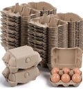 50 Pieces Natural Material Empty Egg Cartons, Each Holds 6 Fiber Egg Carton For Home, Farm, Market, Camping, Picnic, Travel,Reusable.