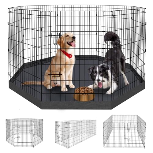 Artmalle 36-Inch Dog Playpen with Bottom Pad, 8-Panel Rustproof Fence | 36-inch rustproof 8-panel dog playpen with bottom pad, tool-free setup and flexible shapes for indoor or outdoor use. - style: 24'' x 36'' with Bottom cover
