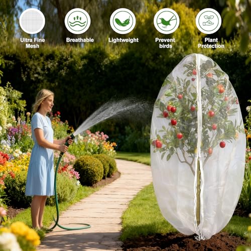 Jevrench 2 Pack 2.6 x 3.6ft Garden Netting for Plants, Fruit Tree Netting with Zipper & Drawstring, Bird Netting for Garden Protection, Blueberry Bushes, Tomato Plants & Fruit Trees - size: 2.6 x 3.6ft – 2 Pack
