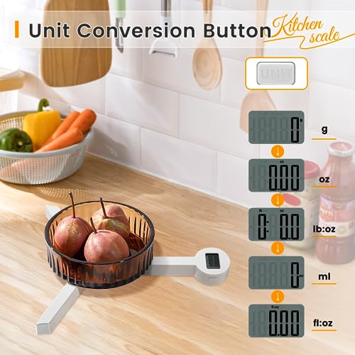Folding Food Scale,Digital Kitchen Scale,Highly Accurate Compact Small Scale with LCD Display,Portable Food Scale Multiple Units Supported, Travel Scale for Measuring Intake of Healthy