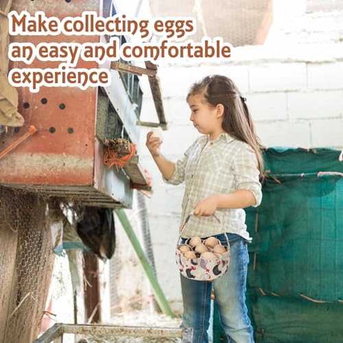 2 Pieces Egg Basket Mini Egg Collecting Bags Gathering Basket with 7 Pouches for Farmhouse Chicken Hen Duck Goose Housewife Garden Transporting Storage, 8 x 2.6 Inch(Lovely) - color: Lovely