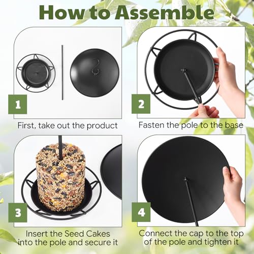 1 Pack Cylinder Bird Feeder Outdoor Seed Cake Feeder Hanging Metal Suet Cake Holder Backyard Wild Bird Feeding Feeders for Outdoors Garden (Black) - color: Black