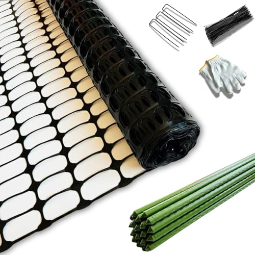 40" x100',Black,Temporary Plastic Construction Fence with Stakes | Reusable HDPE Mesh, Construction & Outdoor Use, Easy to Install, Rust Free, Flexible Design, Cut to Fit, Easy to Roll & Store - color: Black, size: 40'' x 100'