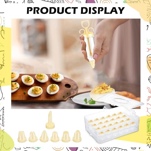 Deviled Egg Carrier with Syringe Stackable Stackable Clear Holder with Lid for Refrigerator Portable 48 Eggs Dispenser Storage Containers Tray(With handle) - style: With handle
