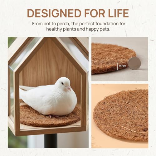 OUNONA Coconut Fiber Bird Nesting Pads 10 Pack Round Pigeon Nest Liner for Egg Laying Breeding Warm Nest Support for Parrot Chicken Bird Cage Accessories 5.90 in