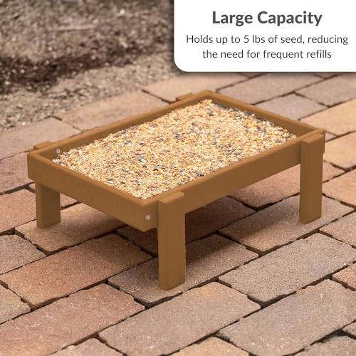 DutchCrafters Amish American Made Platform Bird Feeder, Free Standing Ground Bird Feeders for Outdoors, Feeder for Wild Birds, Chicken, Squirrel, Gift for Birdwatchers (Cedar with Reinforcement) - color: Cedar with Reinforcement
