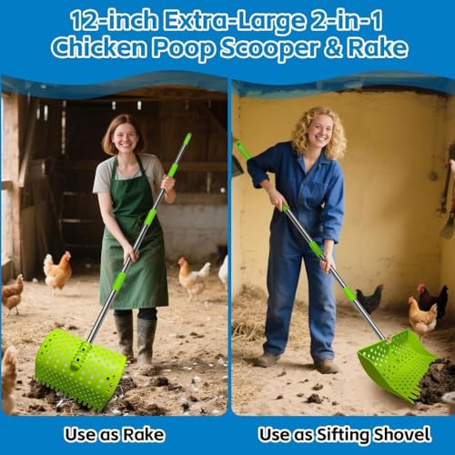 2-in-1 Pets Poop Scooper & Rake, Dog Pooer Scooper Set (Green) - color: Green