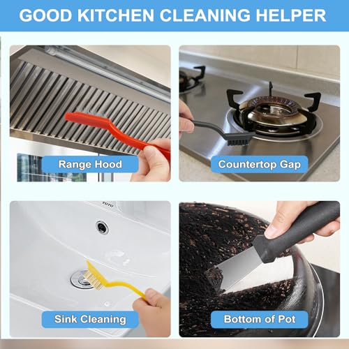 Dfacio 11Pcs Crevice Cleaning Brush Set, Hard Bristle Cleaning Supplies for Kitchen, Bathroom, Corner, Grout, Sink