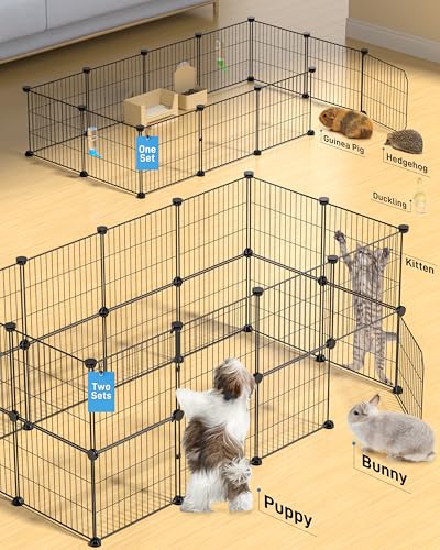 BUCATSTATE 12 Panels Guinea Pig Playpen, Rabbit Playpen Indoor, 56" L x 24" W x 12" H Small Animal Playpen with Door for Guinea Pigs, Bunny, Hedgehogs, Chinchillas - style: 12 Panels-56"x24"x12" (LxWxH)