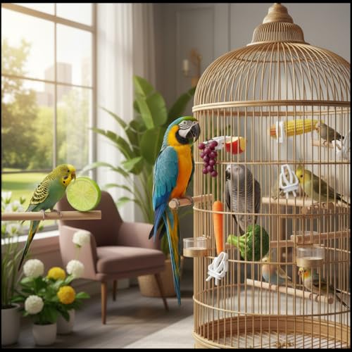 10 Pcs Bird Cage Food Holder, Millet Holder for Bird Cage, Parrot Fruit Vegetable Clips Plastic Birds Cages Feeder Clip for Budgie Parakeet Cockatoo Macaw Cockatiel Conure Budgie Treats Cages