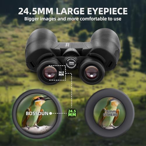 16x50 Binoculars for Adults High Powered, Professional Optics Binoculars for Bird Watching with Low Light Night Vision, HD FMC BAK4 Prism Lens, Waterproof & Fogproof for Hunting/Traveling - color: Black
