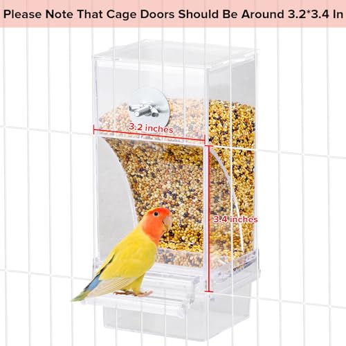 lemtrflo No Mess Bird Feeder Water Dispenser Set, Bird Feeder for Cage | Cage Accessories for Parrot, Finches, Budgies and Canaries - color: pink