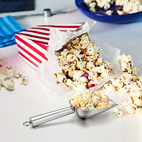 E-far Mini Ice Scoop Set of 2, 3 Ounce Stainless Steel Scoops for Freezer | Ideal for Ice Cube/Candy/Flour/Sugar, Metal Utility Scoop for Canister/Baking/Kitchen Pantry, Rust Proof & Dishwasher Safe - color: Silver