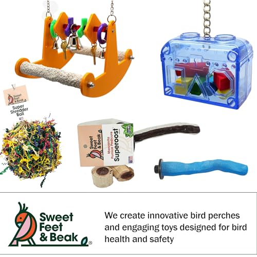 Sweet Feet and Beak Tweeter Totter Rocker, Two Perch Bird Swing, Small | Two Pedicure Perch Bird Toy, Made from Break Resistant Plastic, Hanging Toy for Play and Leg Activity, Available in 3 Colors - size: Small