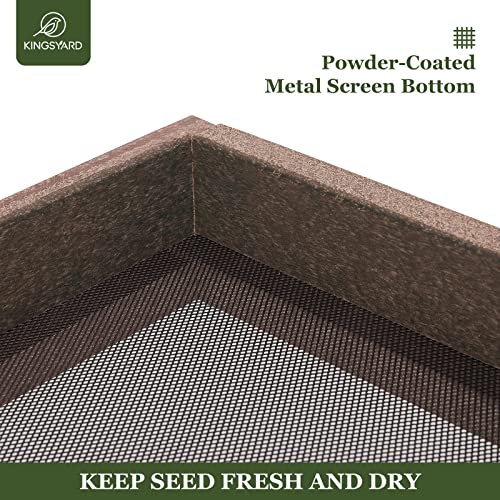 Kingsyard Platform Bird Feeder for Outdoors, Hanging Tray, 2 Pack | Recycled Poly Lumber, Weatherproof, 11x11 Tray, Holds up to 3 lbs Seeds or Mealworms, Easy Clean & Refill, Brown - color: Brown