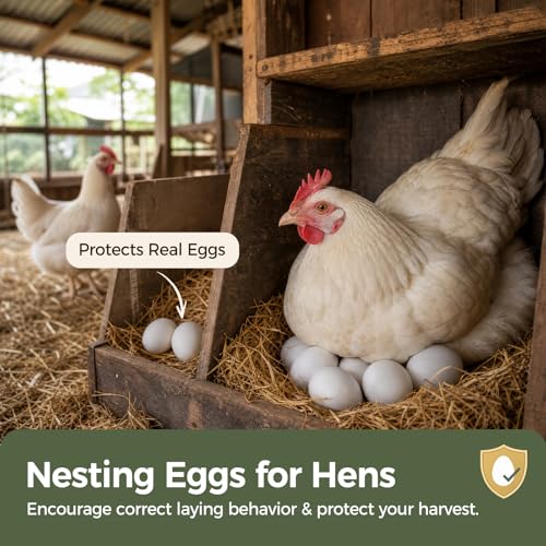 Wooden Fake Eggs, 9 PCS White Easter Eggs | Artificial Eggs for Nesting Box, Crafts, DIY Project, Decorating, Paintable, Pretend Kitchen Accessories