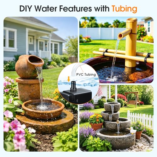 Antfraer Solar Fountain Pump 7W, Solar Water fountain for Bird Bath with Dry-Run Protection, Double-Layer Nozzles & 5Ft PVC Tubing for Bird Bath Small Pond Waterfall DIY Features - size: 6.5W