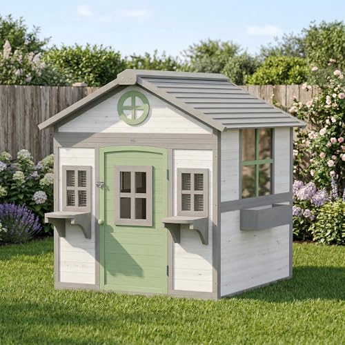 PawHut Chicken Coop for 2-4 Chickens with Nesting Box 50" x 44" x 54" White | Wooden Hen House, Outdoor Playhouse, Poultry Cage, Planter Pots and Boxes, Windows, Rabbit Hutch, Backyard Use