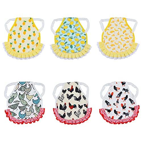 6pcs Chicken Saddle for Hens，Waterproof Chicken Saddle | Chicken Apron for hen Wing Back Protector with Elastic Straps, Print Feather Protective Chickens Vest Jacket - color: Chicken Saddle Hen 6pcs(a)