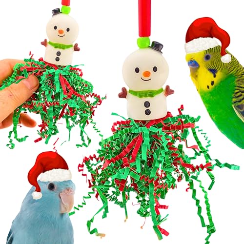 Bonka Bird Toys 3003 Christmas Snowman Crinkle 5" x 4.5" Plastic and Paper Bird Toy for Parakeets Lovebirds Cockatiels Parrotlets Senegals Quakers and Small Birds Cage Chew Shred Toy