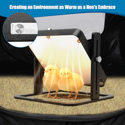 Chicks Brooder Box for Chick Starter Kit -Dual Door Chicken Brooder Playpen/Pen/Tent with 10 * 10 inch Brooder Heating Plate,Nesting Pads,Chick Feeder＆Waterer,Chick Perch Up to 15 Chicks,Quail,Duck