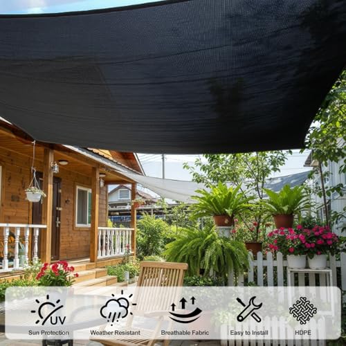 SUNNY GUARD Sun Shade Cloth, 6 x 8 FT Black HDPE Mesh | 85-95% Breathable shade cover creates a cooler space for plants, vegetables, greenhouses, patios, chicken coops, and kennels - color: 90 SHADE-BLACK, size: 6 FT x 8 FT