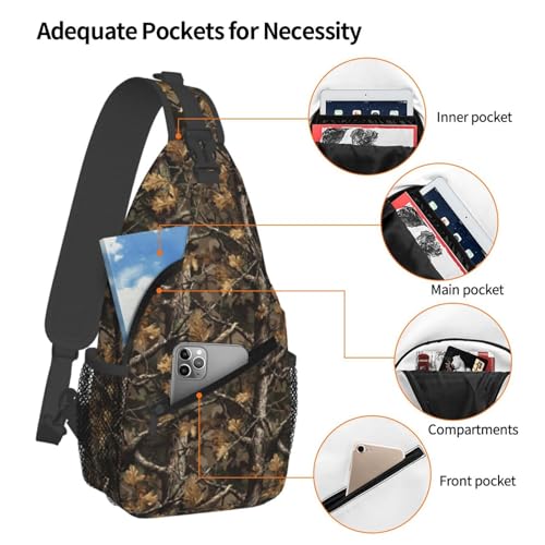Camo Sling Bag for Women, Crossbody Bag Forest Camouflage Sling Backpack for Men, Casual Shoulder Bags Lightweight Gym Outdoor Sports Travel Hiking Fishing Daypack - color: Camo