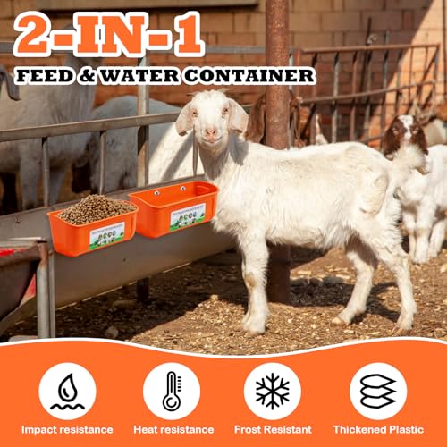 5 Pack Chicken Feeder, Duck Feeder Supplies, Hanging Fence Feed Trough with Clips for Goat, Sheeple, Piglet, Gooses, Turkeys, Dog Livestock Poultry, 8 Quarts in Total, Feed Scoop Included, Orange - color: Orange 5pcs